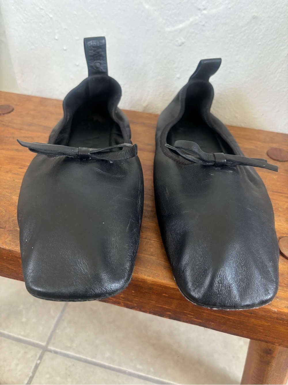 Loewe black leather square toe ballet flats 41 - Picture 3 of 7